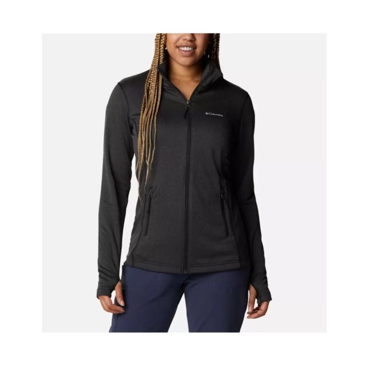 W Park VI ew Grid Full Zip Dames Fleece Black Heather S