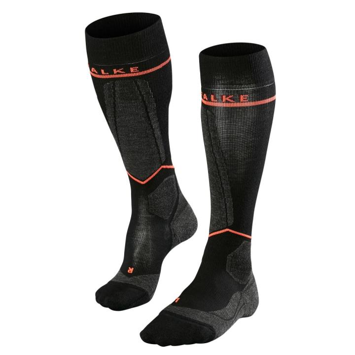 Sk Compression Wool Skisok Dames Black-Neon Red 35-38 W2