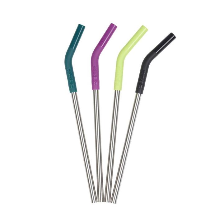 Straw 4 Pack 8Mm Rietje Drinken Accessoire Multi Color/Steel