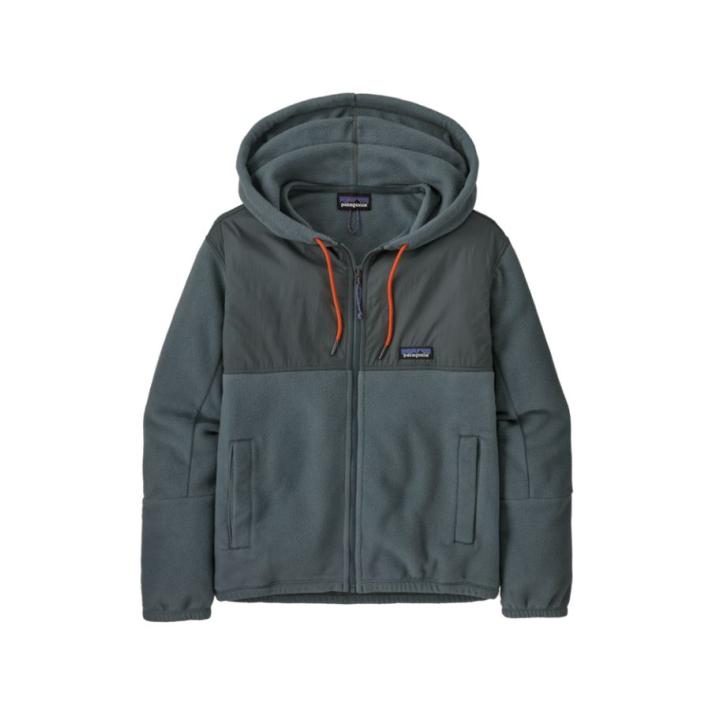 Microdini Hoody Fleece Dames Nouveau Green w/Campfire Orange M