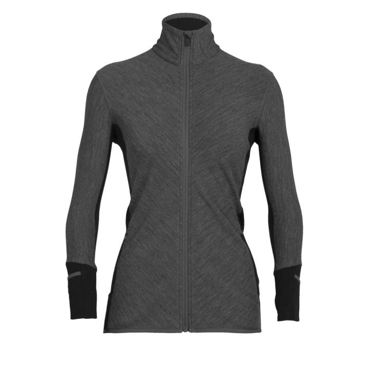 Descender LS Zip Vest Dames Jet Heather/Black L