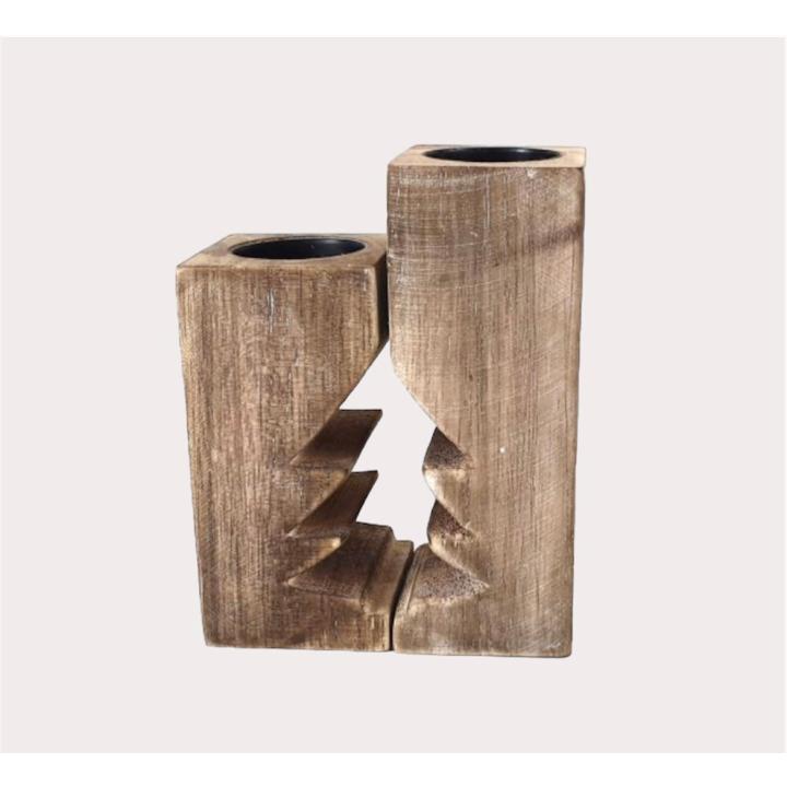 Woodart Waxinelichthouder kerst naturel small