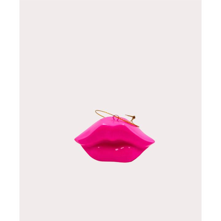 Housevitamin Kerstornament Lippen neon roze keramiek