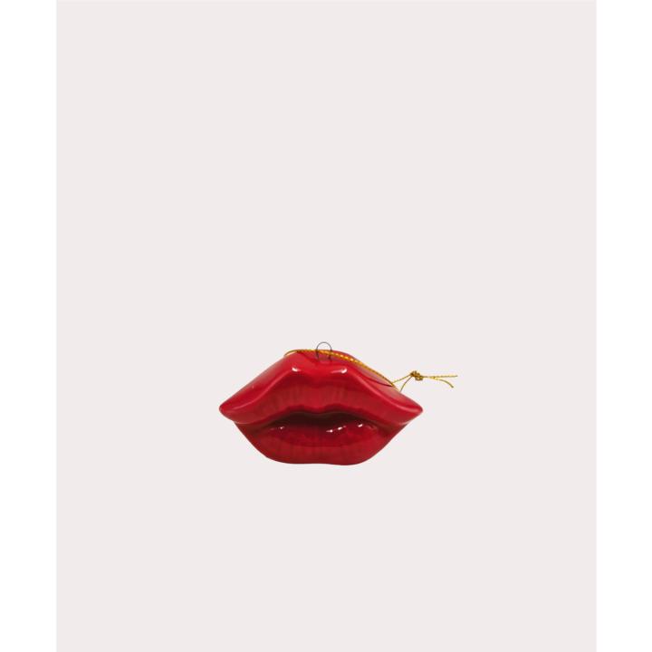 Housevitamin Kerstornament Lippen rood keramiek
