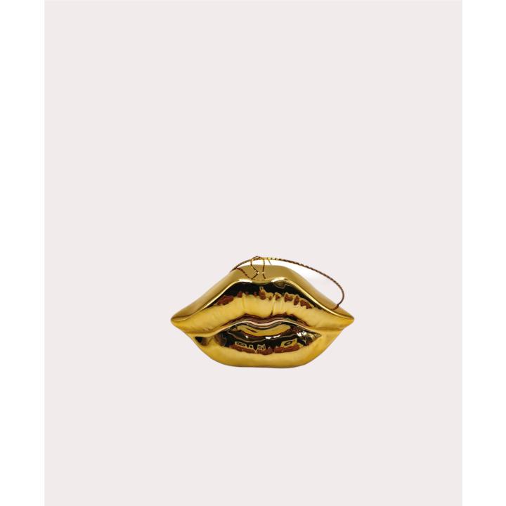 Housevitamin Kerstornament Lippen goud keramiek
