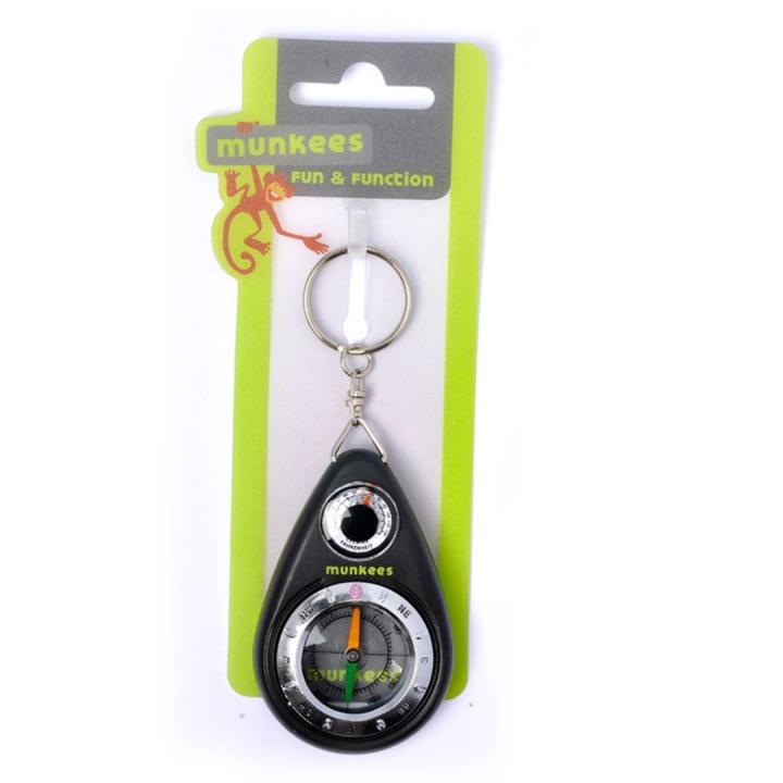Sleutelhanger Thermometer + Kompas Zwart