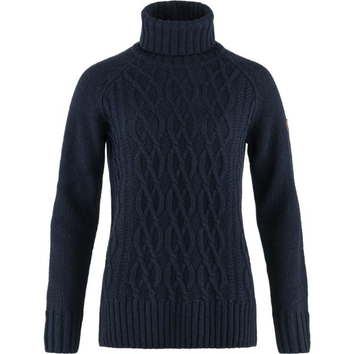 Övik Cable Knit Roller Neck Dames Trui Dark Navy XS