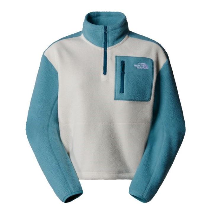 Yumiori 1/4 Zip Fleece Dames Algae Blue - White Dune - Midnight Petrol L