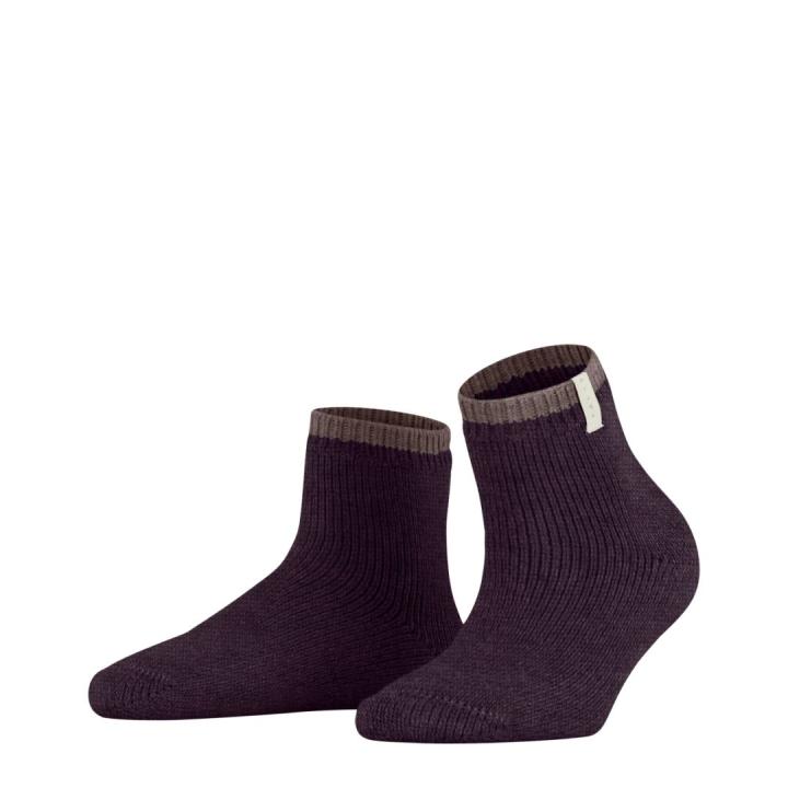 Cosy Plush Sok Dames Slof Granat Melange 35-38