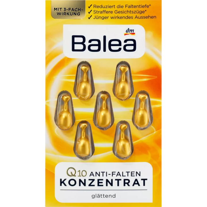 Balea Concentraat Q10 capsules - Anti-rimpel - Vermindert diepe rimpels - 7 stuks