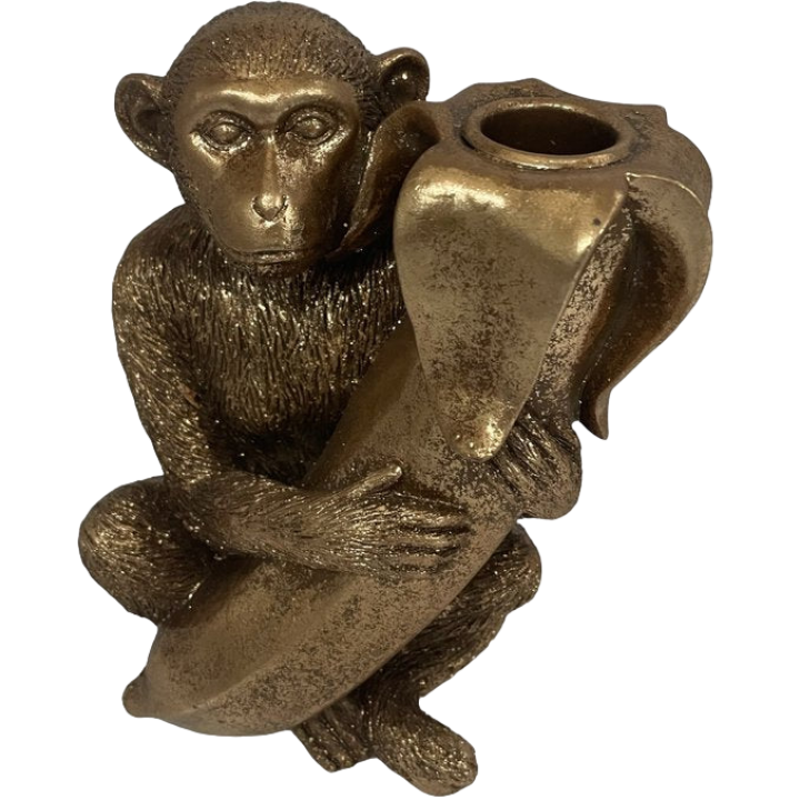 Coco Maison - Kandelaar - Kaarsenhouder - Aap - Banaan - Goud - 15cm