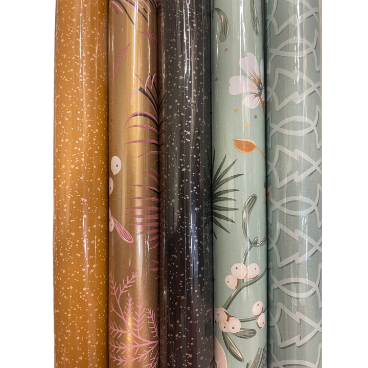 Collectiv Warehouse - Dubbelzijdig - inpakpapier - cadeau papier mix 5 rollen kerst