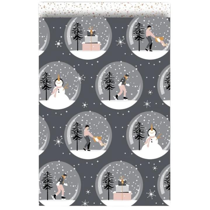 Collectiv Warehouse papieren cadeauzakjes kerst grijs/goud 10 stuks 17x25 cm