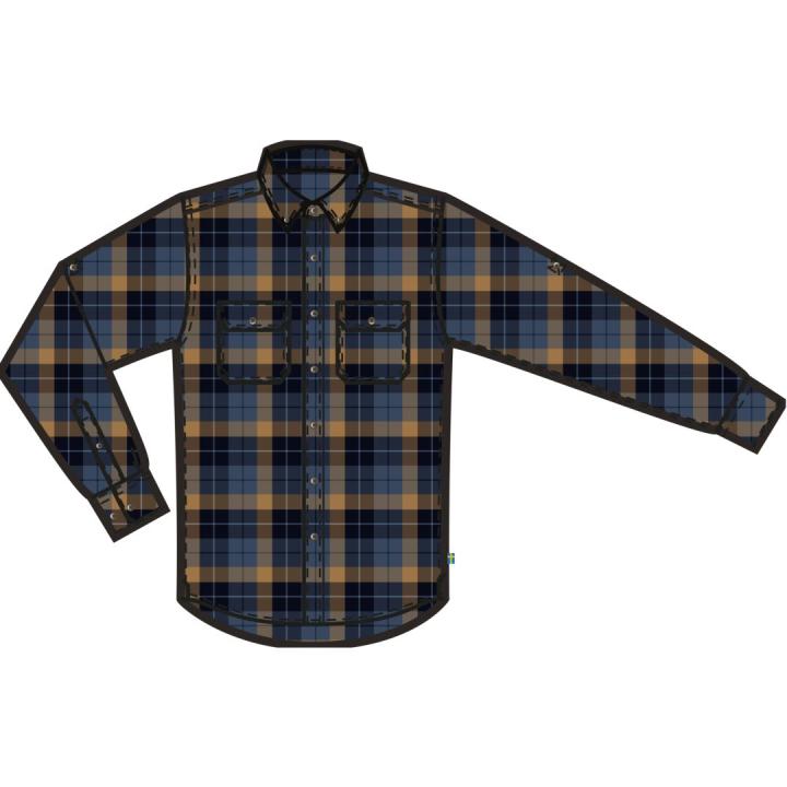 Singi Heavy Flannel Heren Overhemd Dark Navy-Buckwheat Brown L