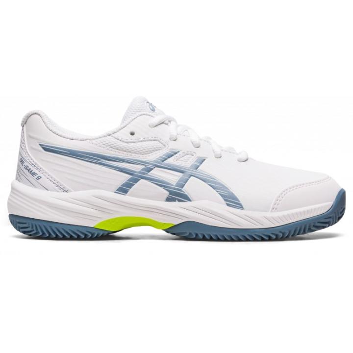 Gel-Game 9 Gs Clay/Oc Tennisschoen Kinderen White/Steel Blue 3,5