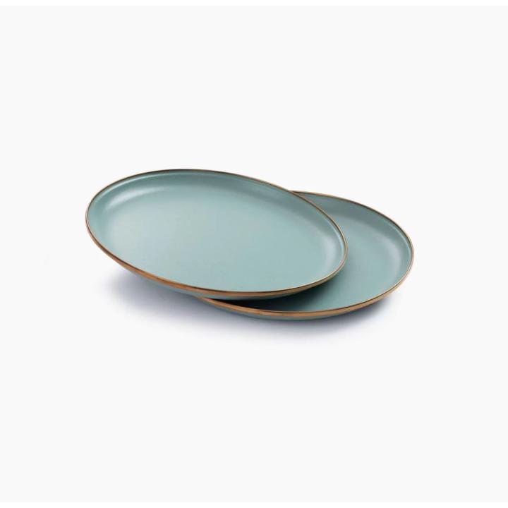 Small Plate/Enamel/Set 2 Pcs Servies Mint