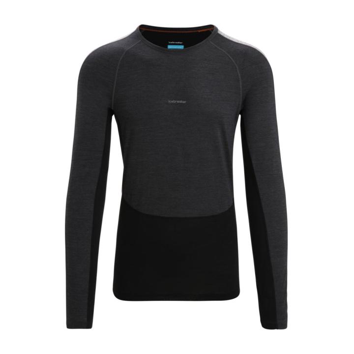 Icebreaker 125 ZoneKnit LS Crewe Heren Thermoshirt Jet Heather/Black S