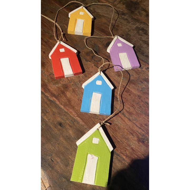 Ibiza Houten deco slinger huisjes