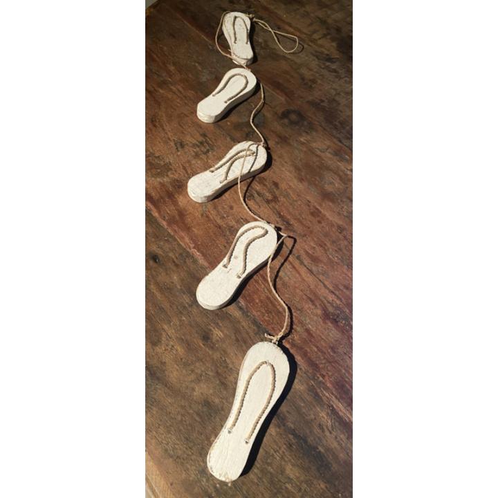 Ibiza Houten deco slinger slippers wit