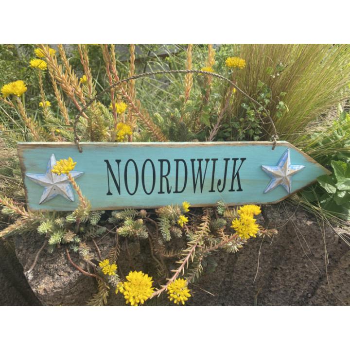 Houten bord Noordwijk 46 x 10 met hangkoord