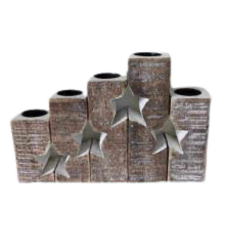 Woodart Waxinelichthouder kerst naturel large