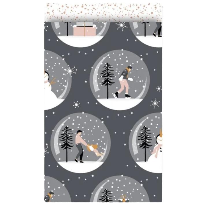 Collectiv Warehouse papieren cadeauzakjes kerst grijs/goud 10 stuks 12x19 cm