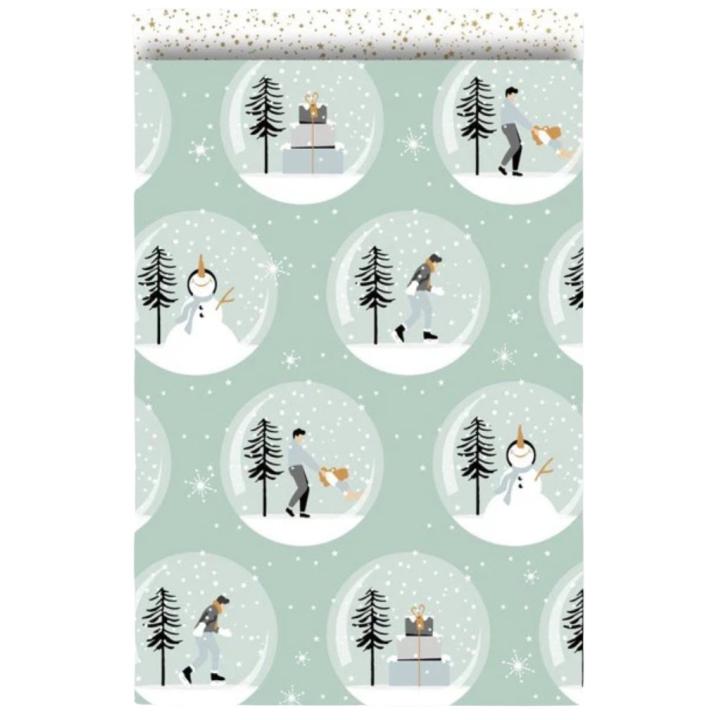 Collectiv Warehouse papieren cadeauzakjes kerst mint/goud 10 stuks 12x19 cm