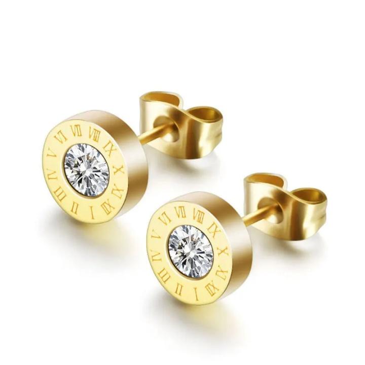 Roman Crystal Look Earring - Gold