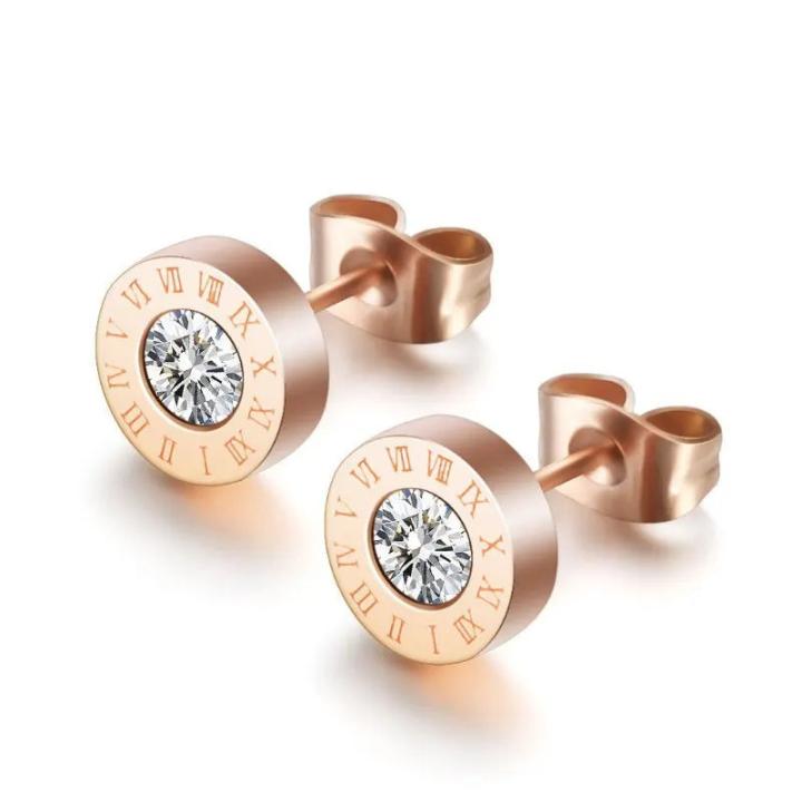 Roman Crystal Look Earring - Rose gold