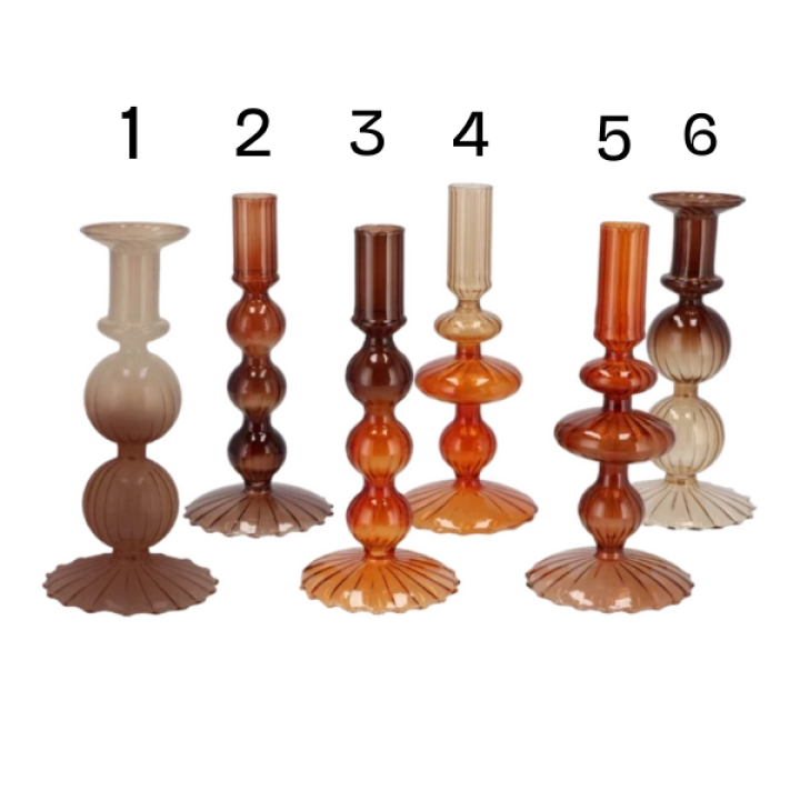 Bicolor Glazen Kandelaar – Vintage Geïnspireerde Kandelaar, 20 cm Hoog - Nummer 1