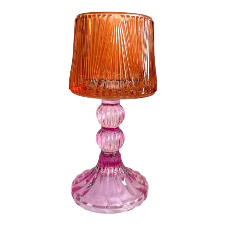 Kandelaar lampenkap voor Theelicht inl oranje/roze - groot