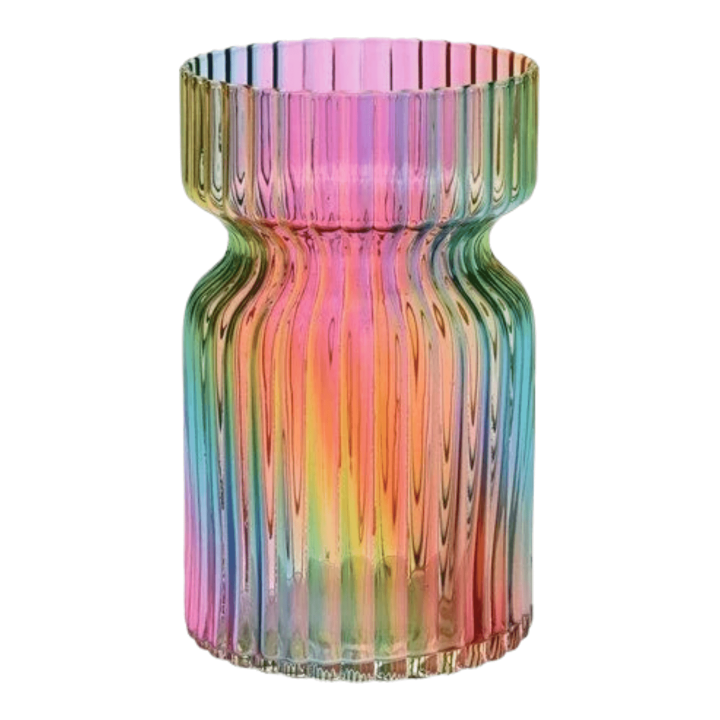Glazen Vaas veelkleurige – 19 cm Hoog, Golvend Design