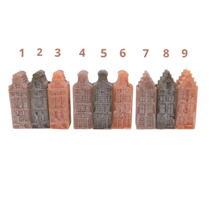 Kaarsen Amsterdamse Grachtenpand  – 9 Unieke Ontwerpen in 2 Hoogtes - Huisje 1 hoog 12cm