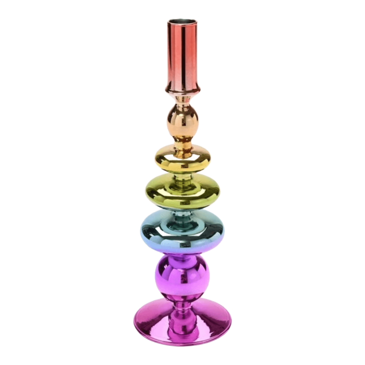 Spiegelkandelaar multicolor van Glas
