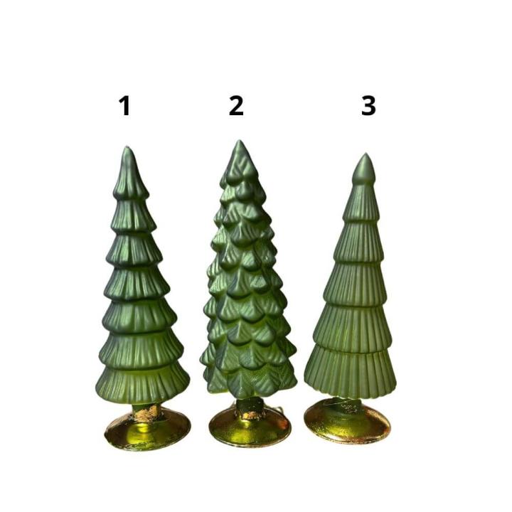 Kerstboompjes – Mat  Groen Glas - 2 Hoog 25cm