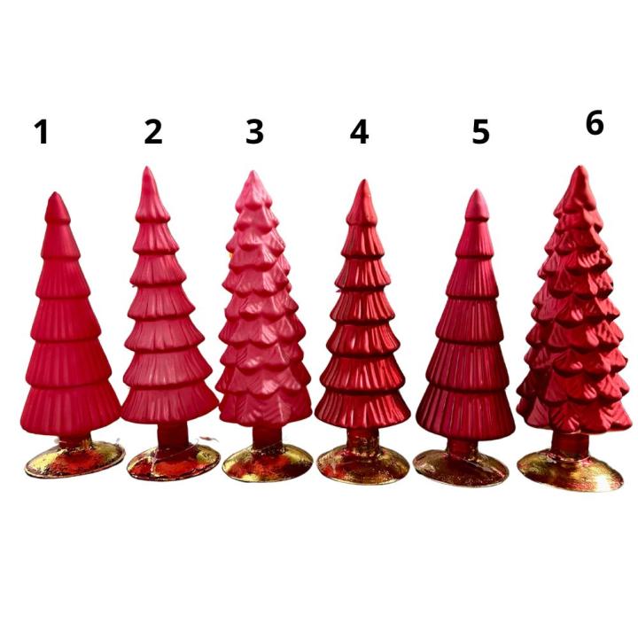 Kerstboompjes rood– Mat Metallic Glas - 1  Hoog 25cm