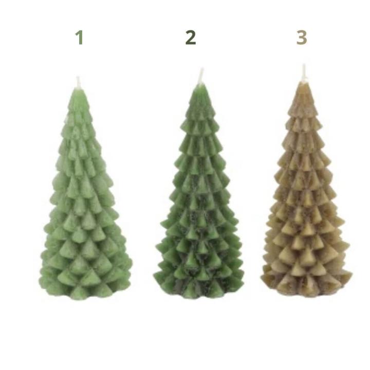 Kerstboomkaarsen in groen mix in 2 maten - Kersboom 1 / 16cm hoog