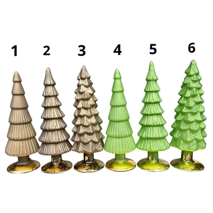Kerstboompjes – Mat Metallic Groen Glas - 5 Hoog 25cm