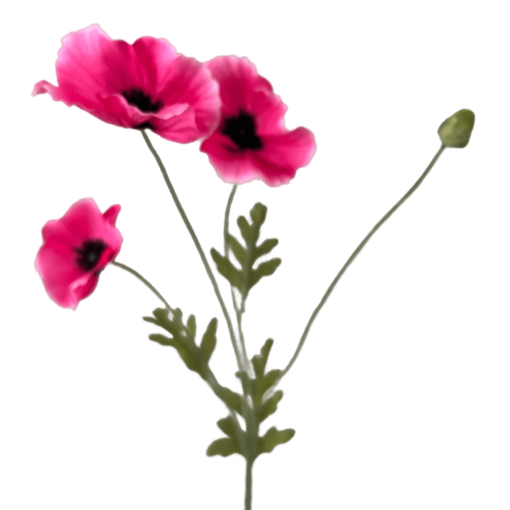 Donker Roze Zijde Papaver Spray - 63 cm Kunstbloem
