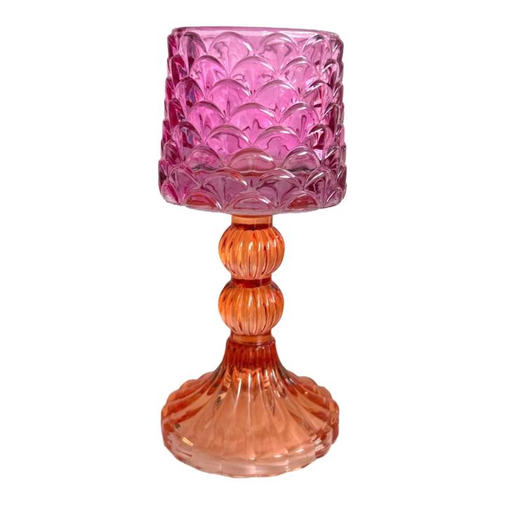 Kandelaar lampenkap voor Theelicht roze/oranje - groot