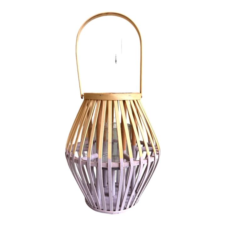 Lantaarn bamboe in lila 30cm hoog