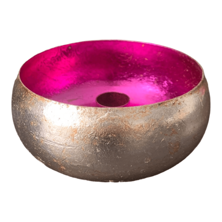 Kandelaar Cosmo  goud/fuchsia in 2 maten - groot Ø 15cm