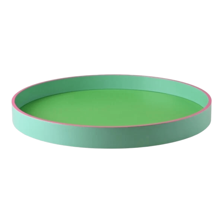 Rond Dienblad Ø 35 cm - Frisse Kleuren,Neon Mint, Groen & Roze