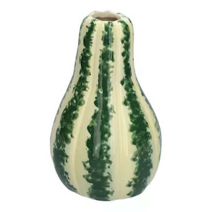 Pompoen Vaas in Keramiek met smalle hals- Groen