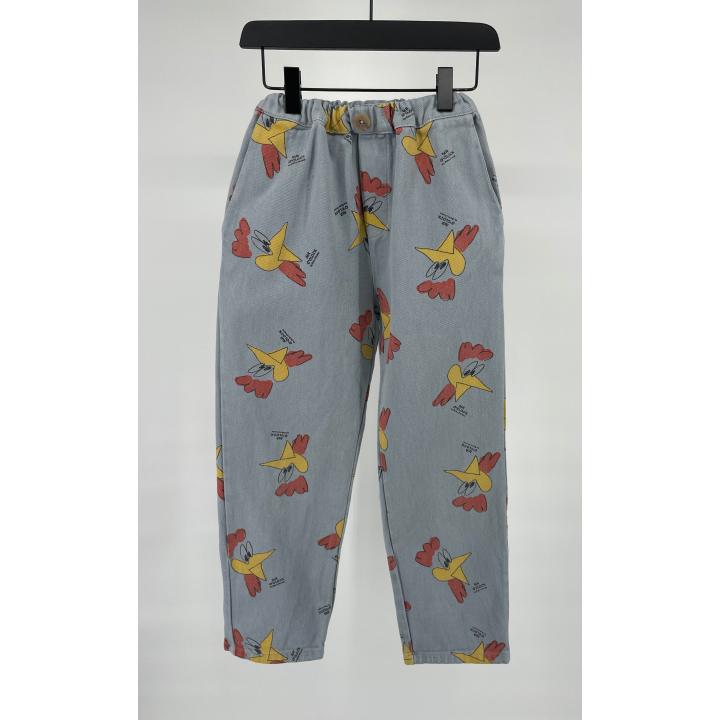 Broek Lichtblauw Hanenprint Maat 116 / 122