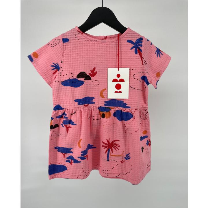 Jurk Roze Korte Mouw Afrika Print Maat 92 / 98