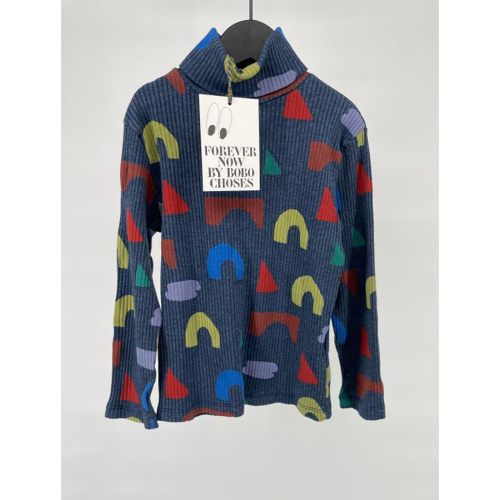 Longsleeve Col Blauw Multicolor Print Maat 104 / 110