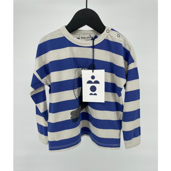 Longsleeve Blauw Wit Vogel Maat 86 / 92