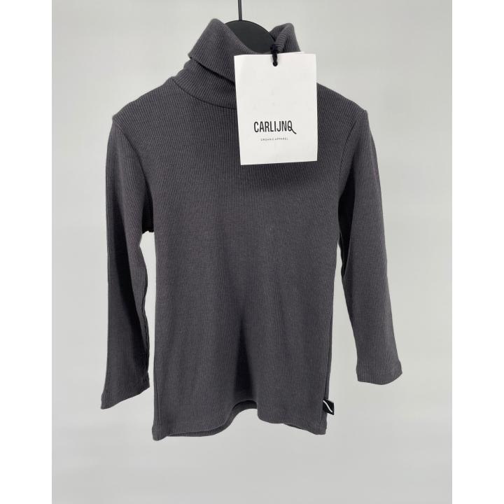 Longsleeve Grijs Rib met Col Maat 74 / 80