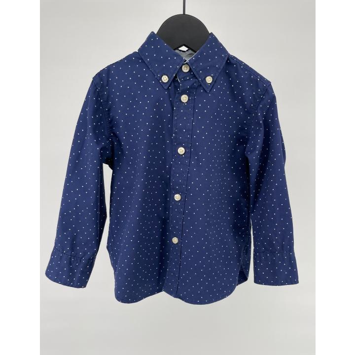 Overhemd Donkerblauw Witte Stippen Maat 92